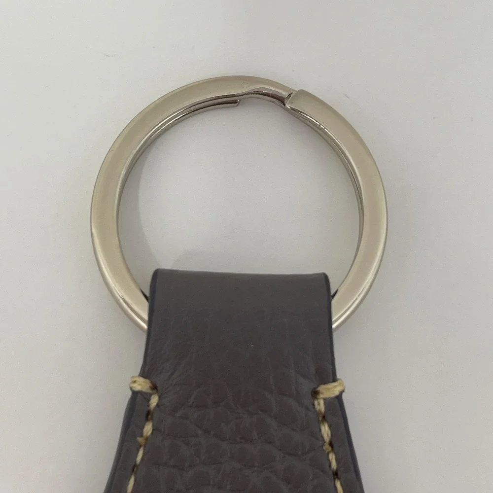 Rare VTG Dooney & Bourke 1990s Key Ring Fob Taupe Brown Leather Duck‎ Seal